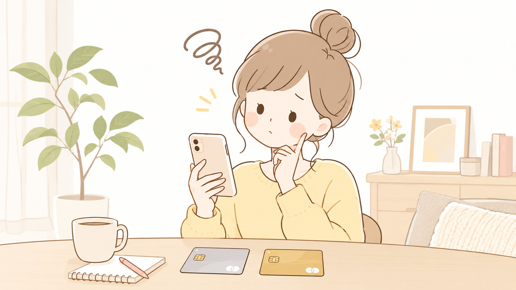 クレジットカードを比較する女性